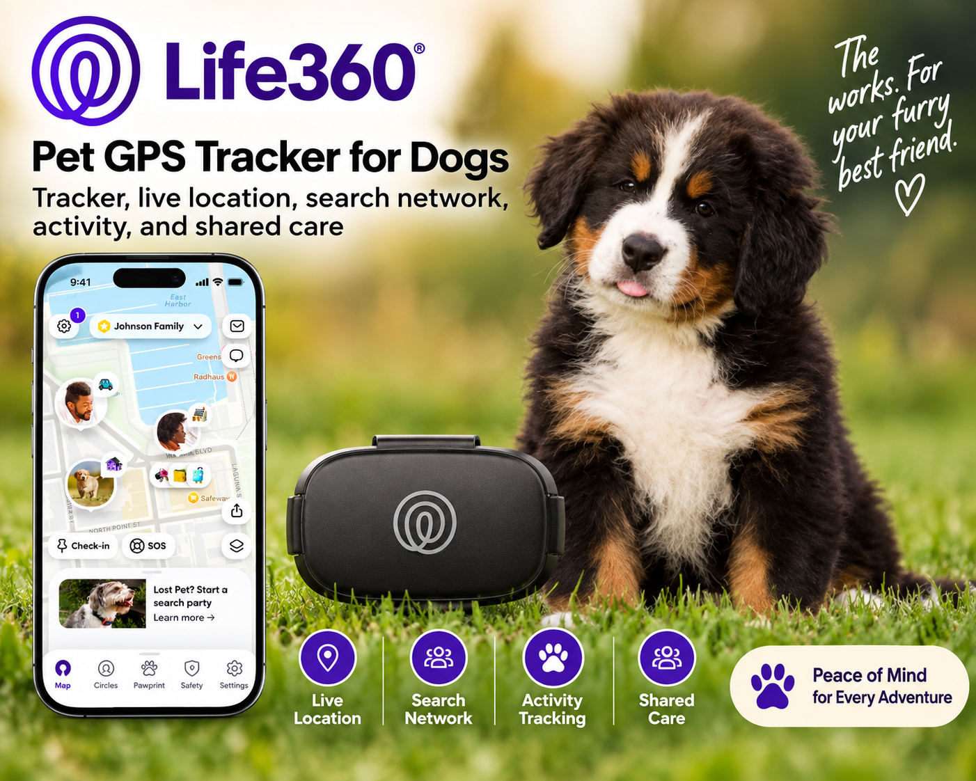 Life360 Pet GPS Tracker for Dogs with live tracking and escape alerts