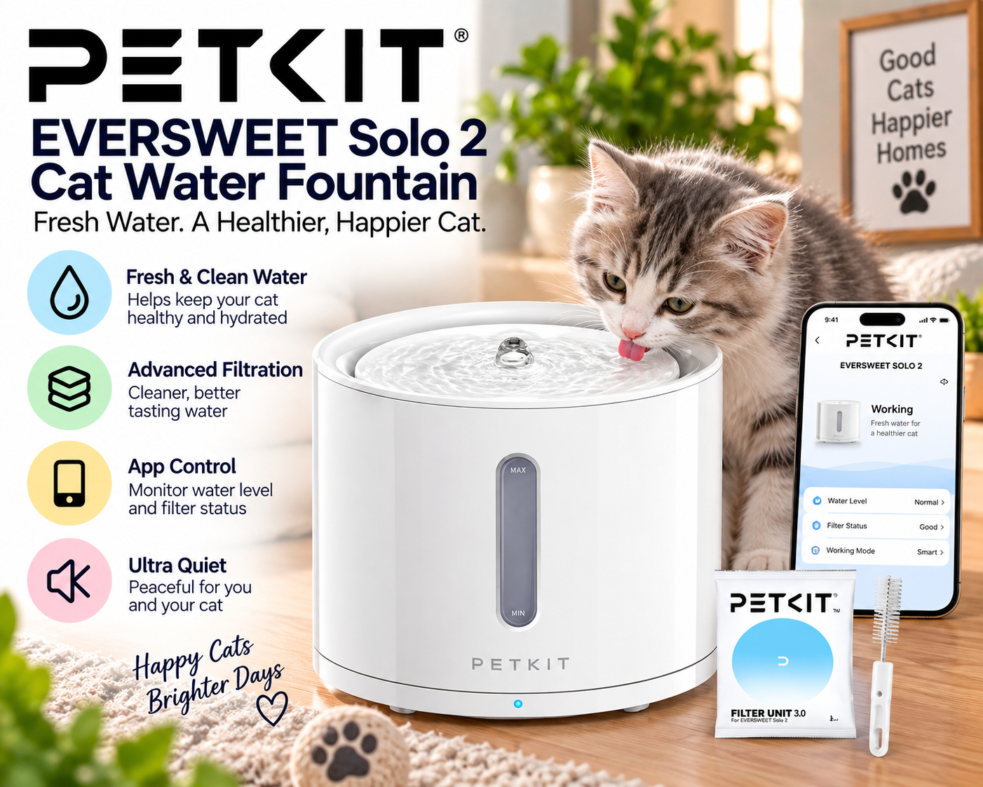 PETKIT EVERSWEET Solo 2 2L Cat Water Fountain