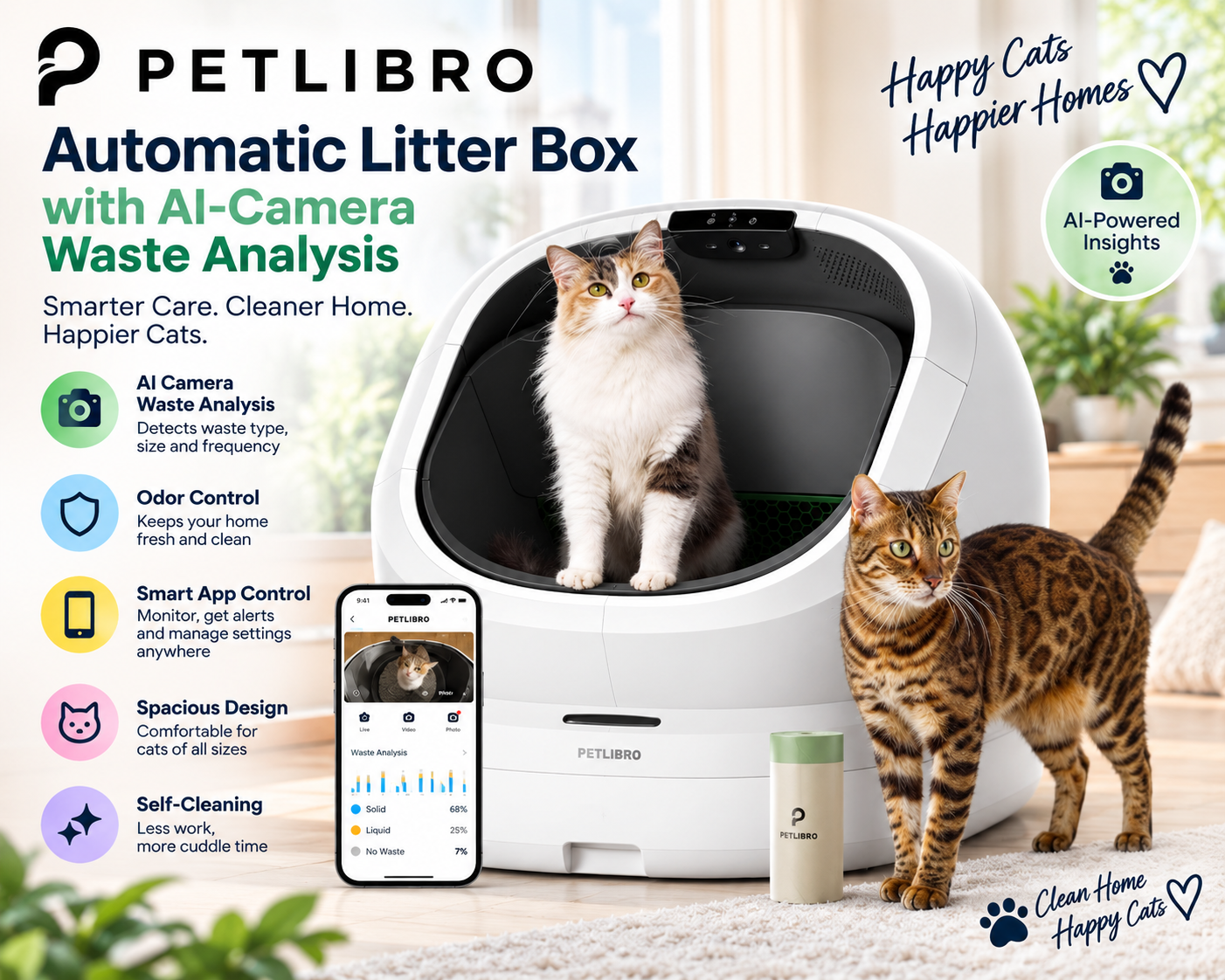PETLIBRO Luma automatic litter box with AI camera for multiple cats
