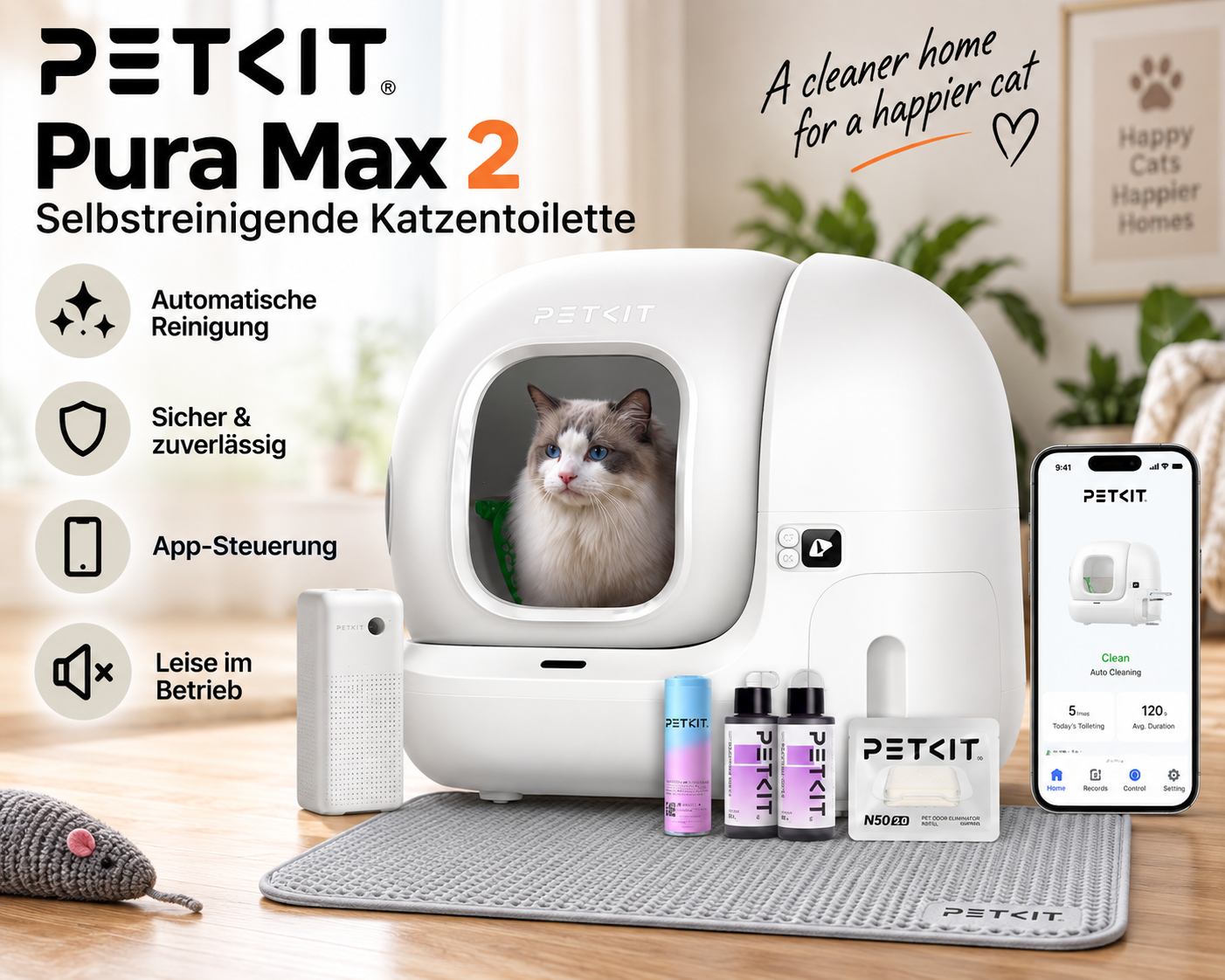 PETKIT Pura Max 2 selbstreinigende Katzentoilette für mehrere Katzen