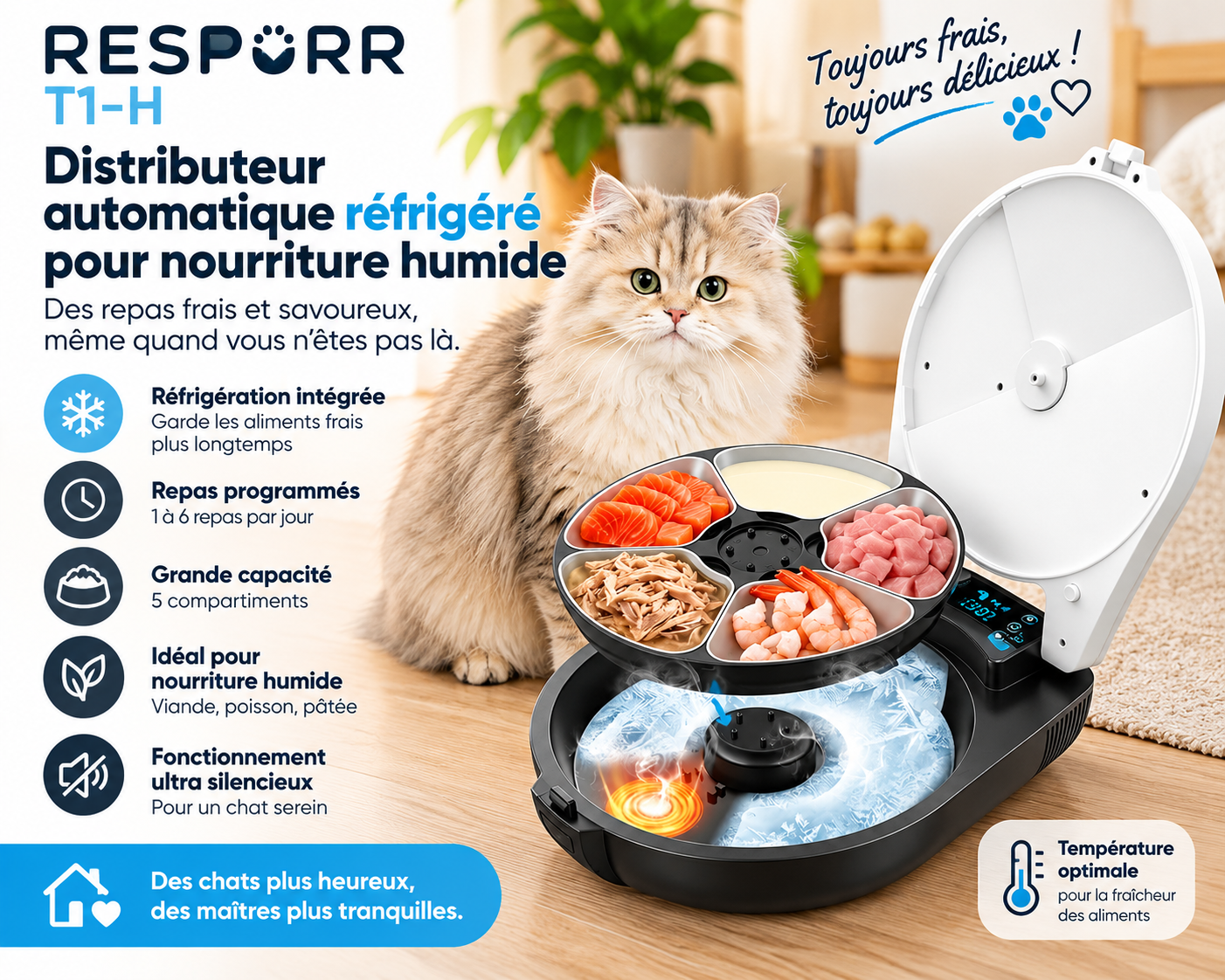 RESPURR T1-H distributeur automatique réfrigéré pour nourriture humide pour chat
