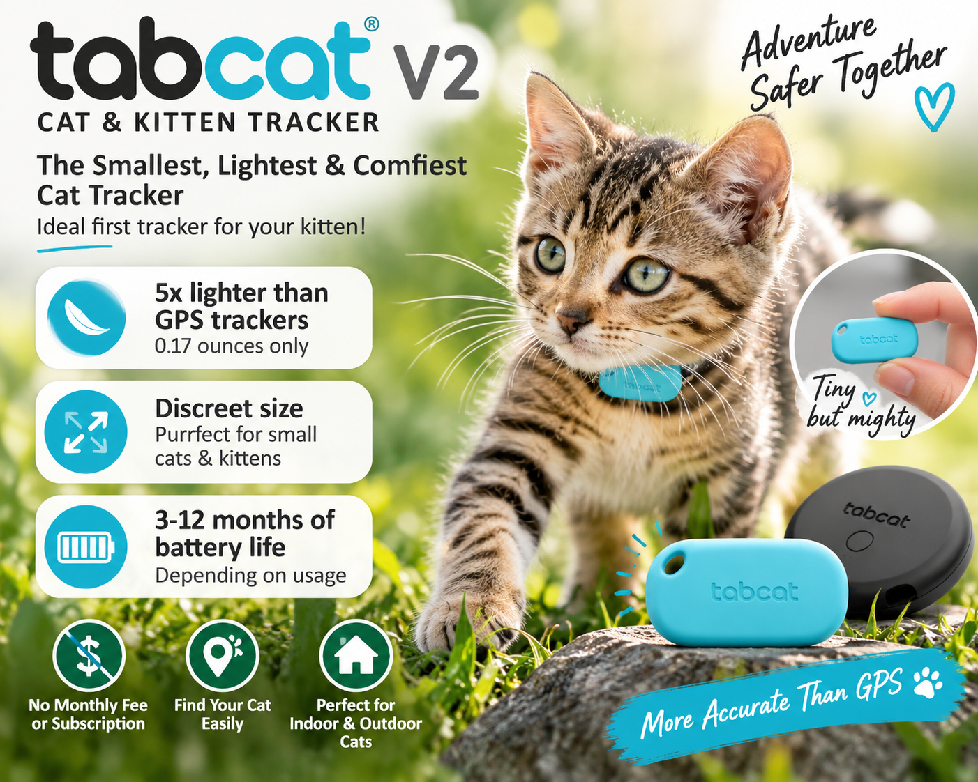 TabCat V2 cat tracker with two lightweight homing tags
